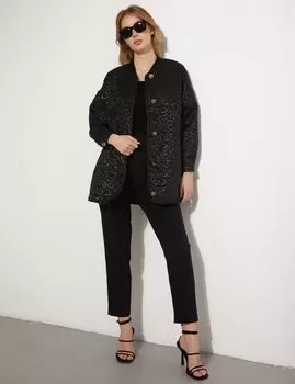 Куртка с Тисненым Животным Принтом Черная Kayra