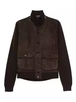 Куртка с трикотажными рукавами TOM FORD, коричневый