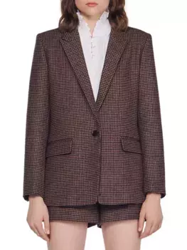 Куртка с узором «гусиные лапки» Sandro, цвет brown burgundy