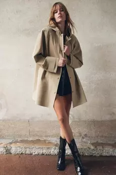 Куртка с водонепроницаемым покрытием ZARA, бежевый