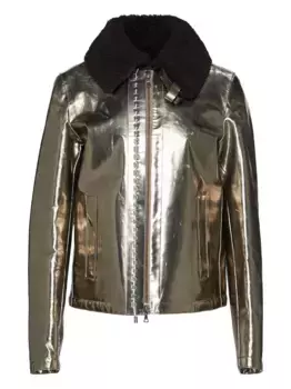 Куртка с воротником из металлизированной овчины JIL SANDER, золотой