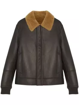 Куртка с воротником из овчины Yves Salomon, коричневый