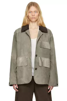 Куртка с воротником из вельвета состаренная Stella Mccartney, цвет smoke
