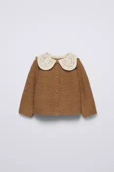 Куртка с воротником крючком ZARA, цвет caramel