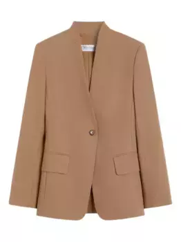 Куртка с воротником-стойкой и одная пуговицей MAX MARA, коричневый