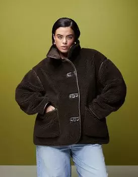 Куртка с воротником-трубой borg цвета шоколада ASOS