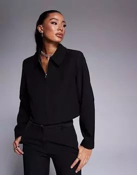 Куртка с застегивающимся воротником черного цвета River Island