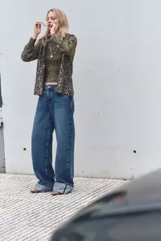 Куртка с животным принтом и фольгой ZARA, цвет leopard