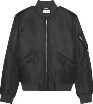 Куртка Saint Laurent Leather Bomber Jacket 'Black', черный