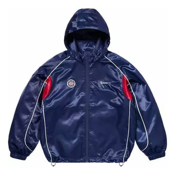 Куртка satin hooded track jacket 'navy' Supreme, синий