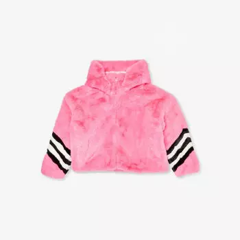Куртка-шале из искусственного меха с высоким воротником и полосатыми рукавами 6-14 лет Perfect Moment, розовый