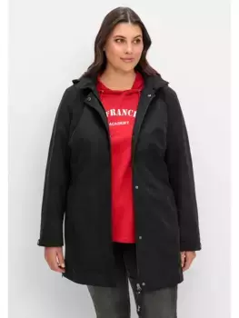 Куртка Sheego "Большие размеры", с капюшоном, на полосатой подкладке, водоотталкивающая, черный