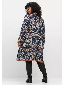 Куртка sheego by Joe Browns Langer, offener Strickmantel, цвет nachtblau gemustert