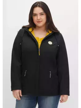 Куртка Sheego softshell "большие размеры", с капюшоном, с флисовой подкладкой, ветрозащитное качество, черный