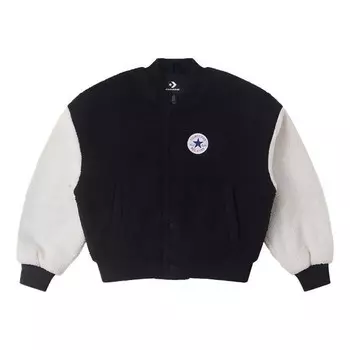 Куртка sherpa varsity jacket 'black white' Converse, черный