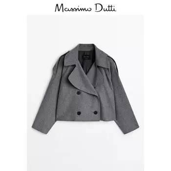 Куртка шерстяная короткая Massimo Dutti женская, серый