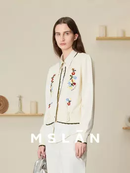 Куртка шерстяная MSlan в стиле колор-блок, кремовый