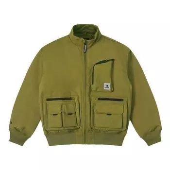 Куртка short down bomber jacket 'olive green' Converse, зеленый