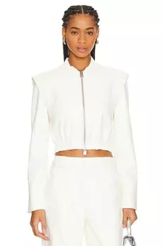 Куртка SIMKHAI Doreen Faux Leather Bomber, слоновая кость