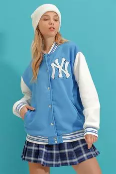 Куртка - Синий - Классический крой Trend Alaat Stili, синий