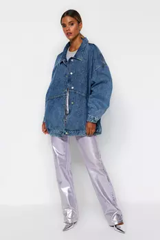 Куртка - Синий - Oversize Trendyol, синий
