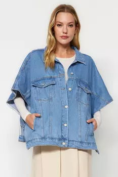 Куртка - Синий - Oversize Trendyol, синий