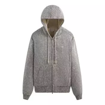 Куртка slub boucle boxy collared overshirt 'ink' Kith, серый