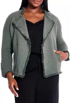 Куртка смешанного трикотажа больших размеров с бахромой NIC+ZOE, цвет Briar