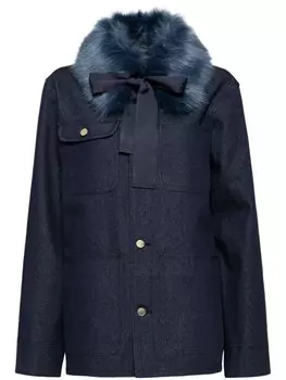 Куртка со съемным воротником из искусственного меха Cynthia Rowley, синий