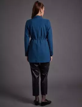 Куртка со сборками на пуговицах на талии, бензиновый цвет Kayra