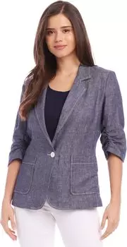 Куртка со сборками на рукавах Karen Kane, цвет Indigo