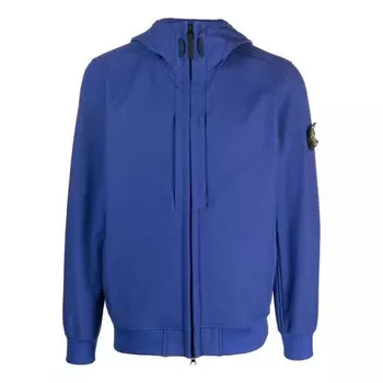 Куртка soft shell hoody jacket 'blue' Stone Island, синий