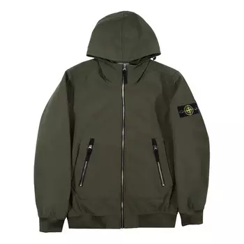 Куртка soft shell-r hooded jacket 'olive green' Stone Island, зеленый