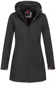 Куртка софтшелл Alessandro Salvarini "Alessia", длинная, со съемным капюшоном, черный