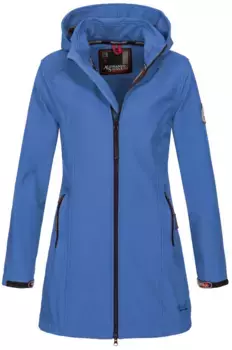 Куртка софтшелл Alessandro Salvarini "Alessia", длинная, со съемным капюшоном, синий