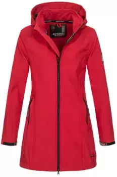 Куртка софтшелл Alessandro Salvarini "Alessia", длинная, со съемным капюшоном, красный