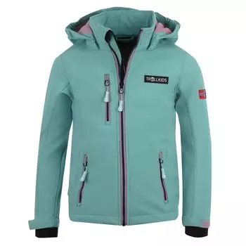 Куртка софтшелл для девочек Preikestolen ледниковый зеленый/орхидея TROLLKIDS, цвет gruen
