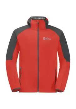 Куртка софтшелл Feldberg Hoody, молния, капюшон, мужская Jack Wolfskin, цвет Strong Red
