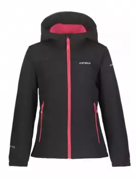 Куртка Softshell Icepeak "SOFTSHELL JACKE KLEVE - для детей", с капюшоном, с модной надписью-логотипом, черный