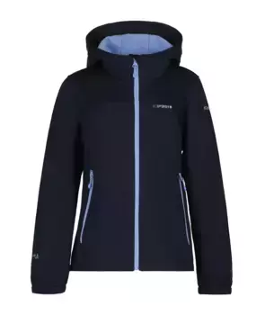 Куртка Softshell Icepeak "SOFTSHELL JACKE KLEVE - для детей", с капюшоном, с модной надписью-логотипом, синий