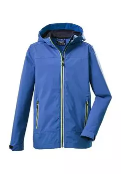 Куртка софтшелл, капюшон, контрастные молнии, детская killtec, синий