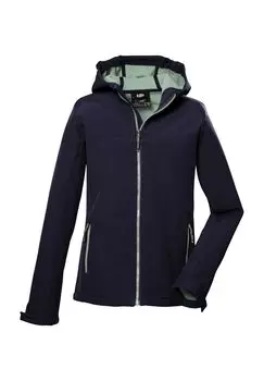 Куртка софтшелл, капюшон, контрастные молнии, детская killtec, темно-синий