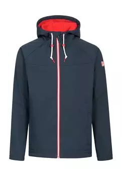 Куртка Softshell, капюшон, кулиска, мужская derbe, цвет Navy/Red