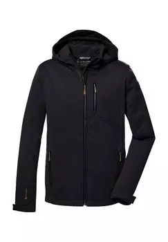 Куртка софтшелл, капюшон, водоотталкивающая, мужская killtec, черный