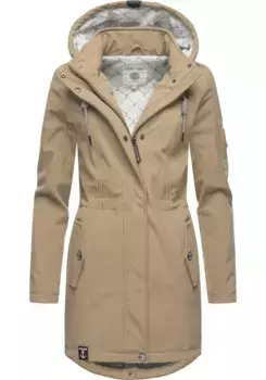 Куртка софтшелл PEAK TIME "L60013", с капюшоном, водоотталкивающая переходная куртка со съемным капюшоном, бежевый