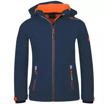 Куртка софтшелл TROLLKIDS Kids Trollfjord Jacket Children синий/оранжевый, темно-синий / неоновый кроваво-оранжевый