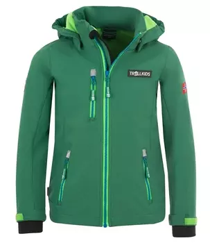 Куртка софтшелл Trollkids Softshell Jacke Preikestolen, цвет Dunkelgrn/Hellgrn/Blau