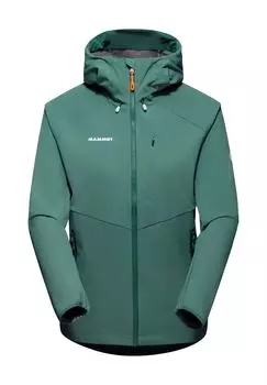 Куртка софтшелл Ultimate Comfort SO Hooded, капюшон, стрейч в 4-х направлениях, женская MAMMUT, цвет Dark Jade