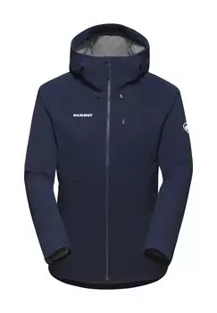 Куртка софтшелл Ultimate Comfort SO Hooded, капюшон, стрейч в 4-х направлениях, женская MAMMUT, цвет Marine