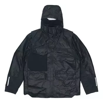 Куртка splicing loose windproof hooded padded jacket black Nike, черный
